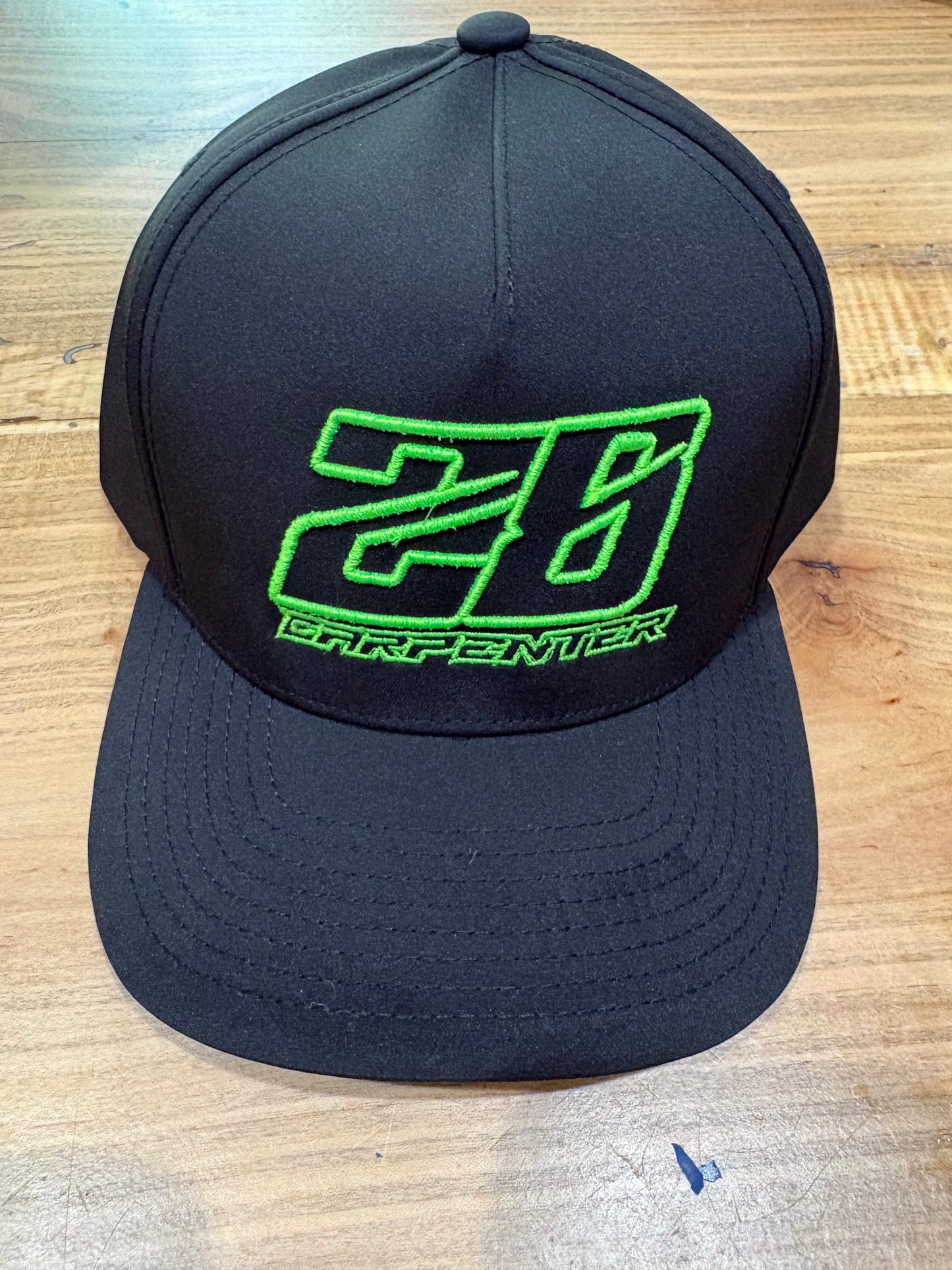 Black Hat with Green Puff 3D Embroidery ONE OF A KIND!