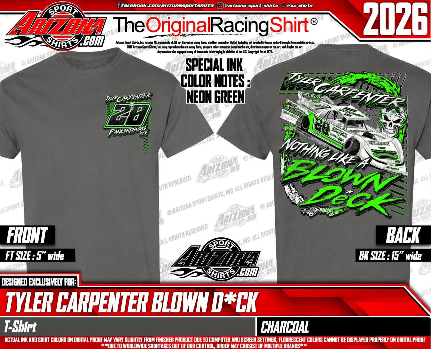 Blown Deck T-Shirts Gray.        Sizes S-5X.                                   These are a pre-order. Expected delivery is the end of this week!