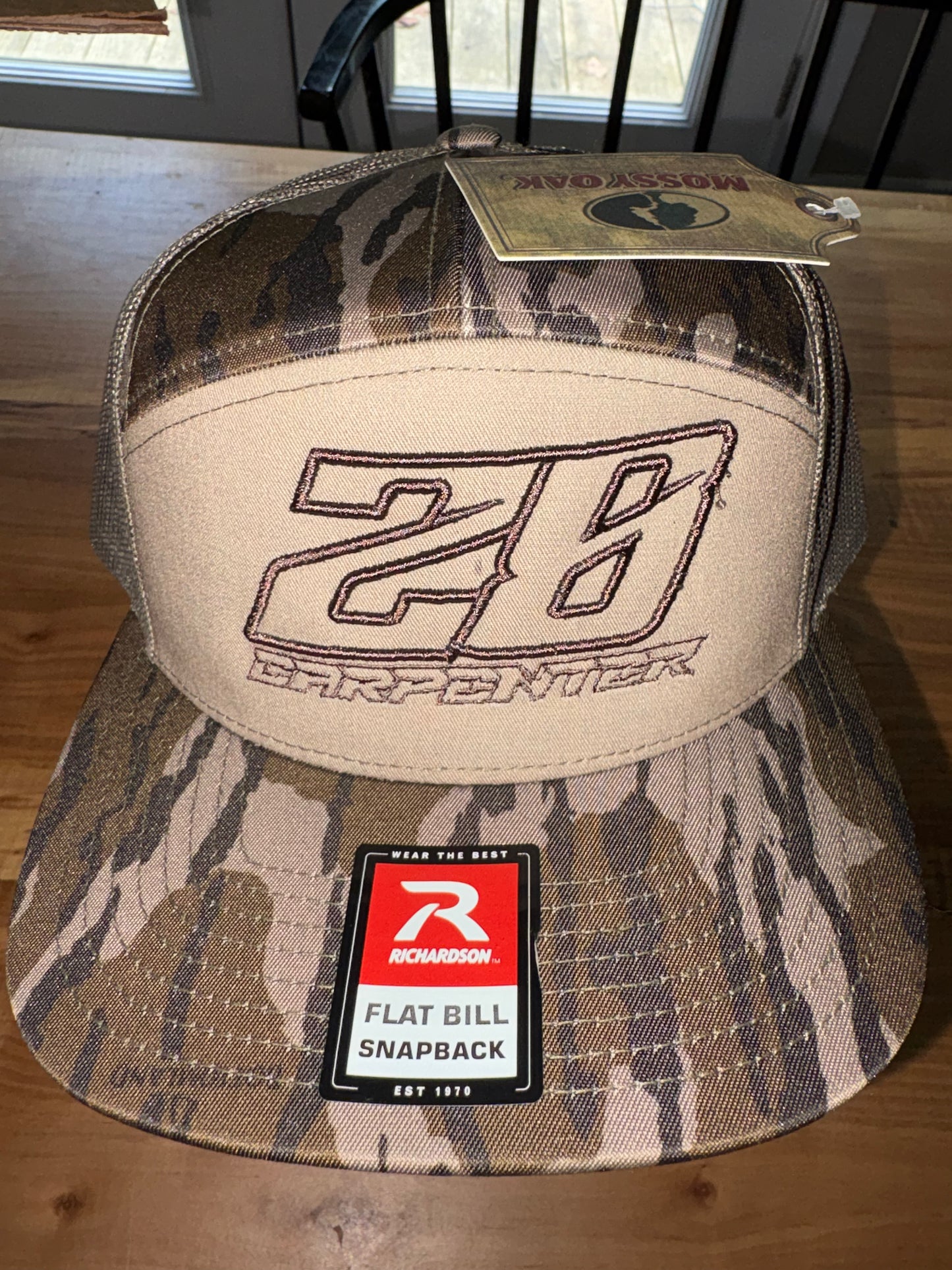 Richardson Style Flat Bill Hat Camo/Brown                             3D Embroidery!