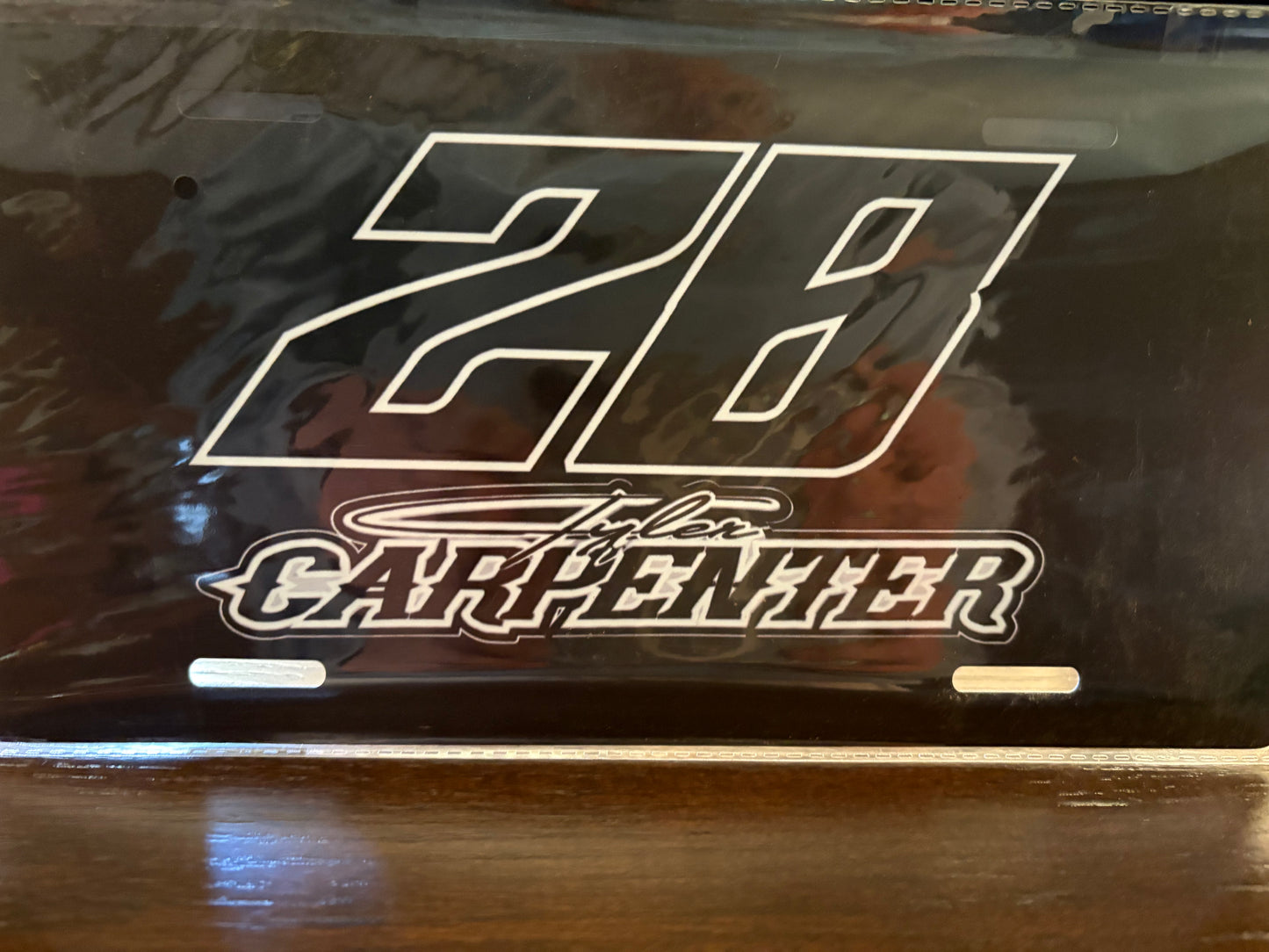 License Plate Autograph with Number Black/White