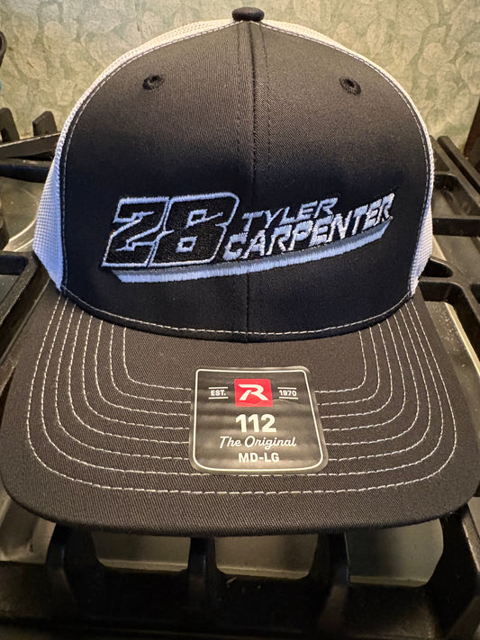Hat Richardson 112 Diagonal Name Number Black/White w/White