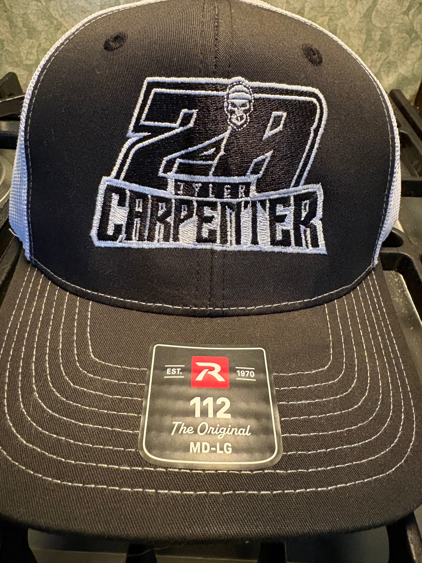 Hat Richardson 112 Name Number Black/White w/White